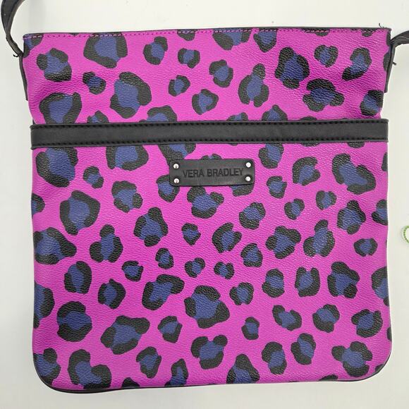 Vera Bradley Slim Trim Hipster Crossbody Faux Leather Purse Purple/Black/Blue - Picture 2 of 5